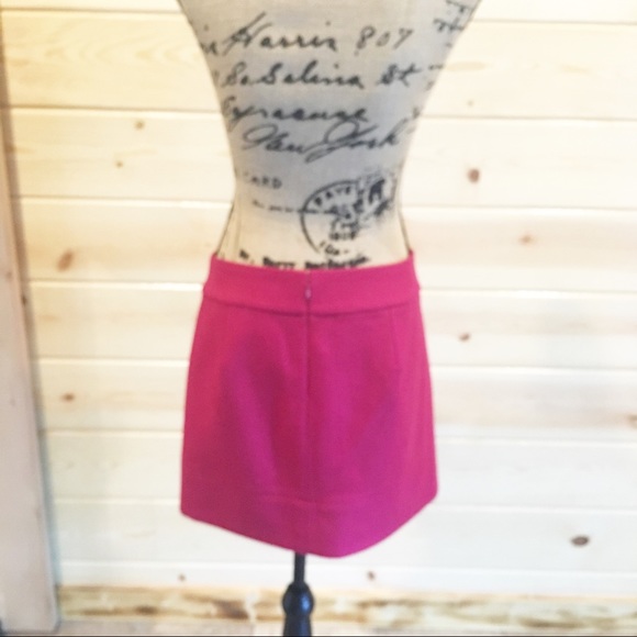 J Crew Fuchsia Wool Skirt Pockets Sz 4 Back Zip - Picture 4 of 5